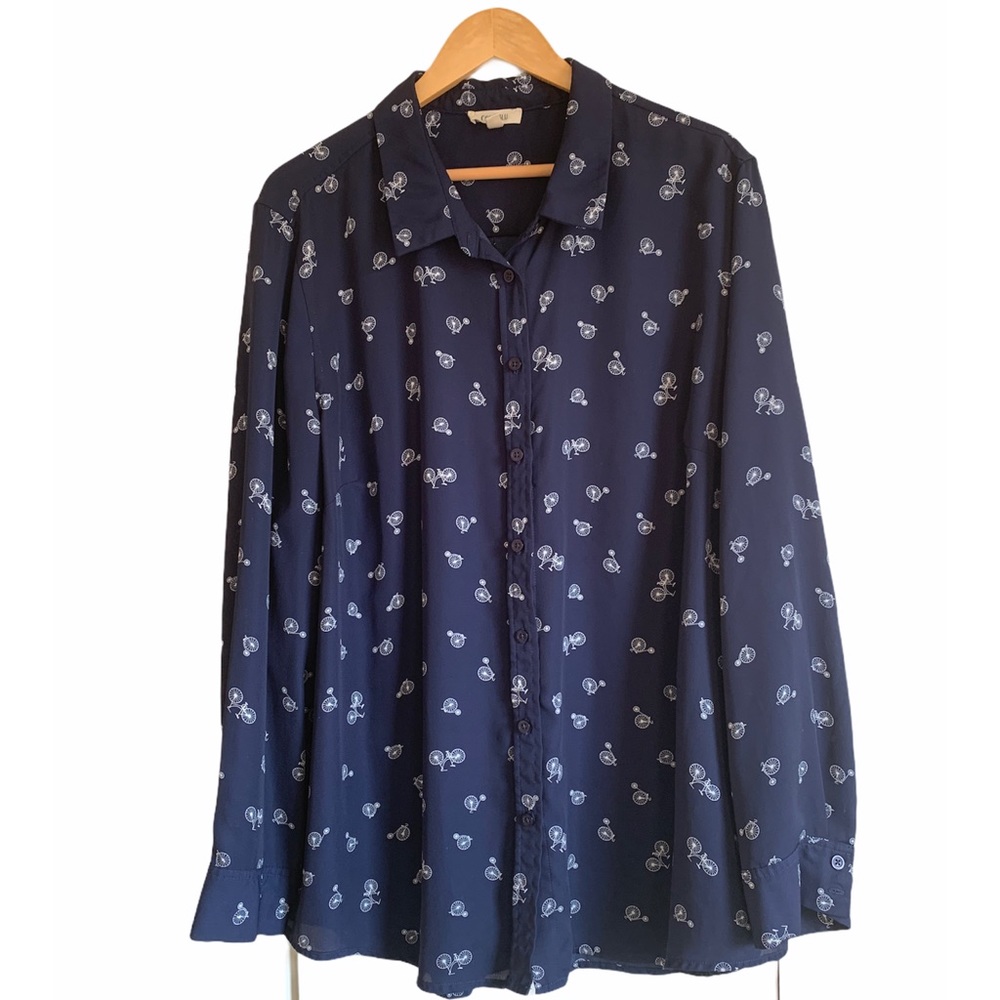 3X VTG STL Como Blu Bicycle Plus Size Top